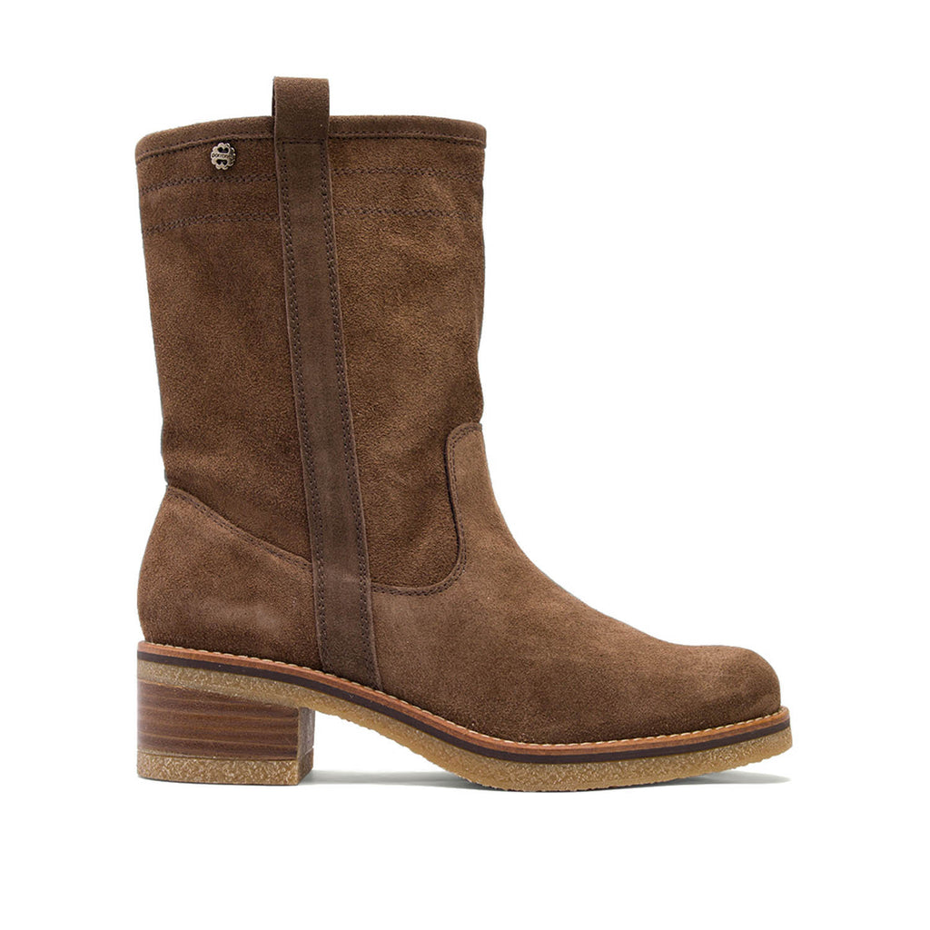 Dark Brown Suede Mid-Calf Boots â MISWEAR