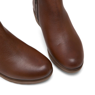 Brown Leather Booties with Croc-Embossed