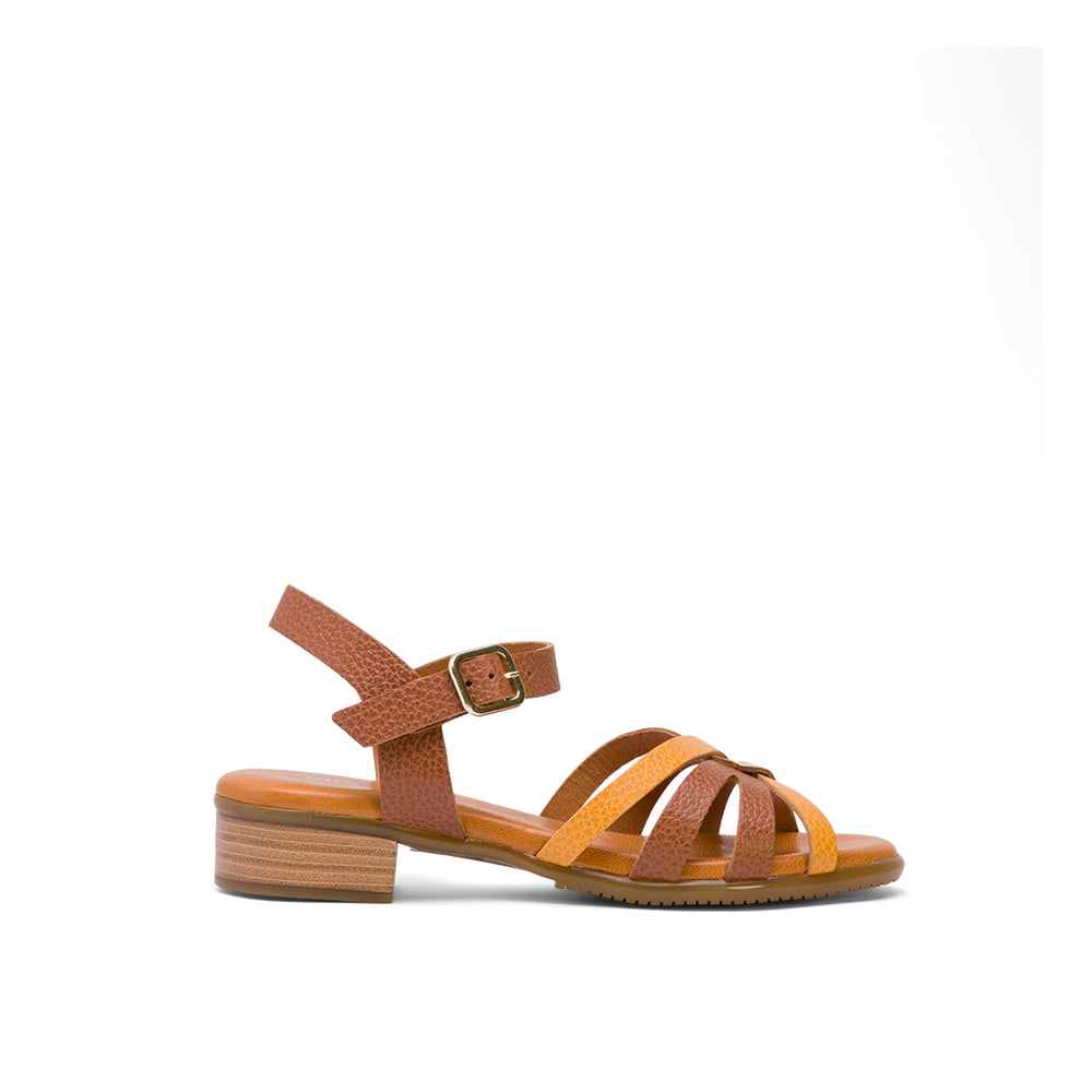 Fitted Flat Sandals Brown Cowhide Leather main image 1