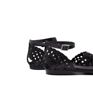 SANDALIA PLANA PIEL ARIA NEGRO