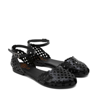 SANDALIA PLANA PIEL ARIA NEGRO