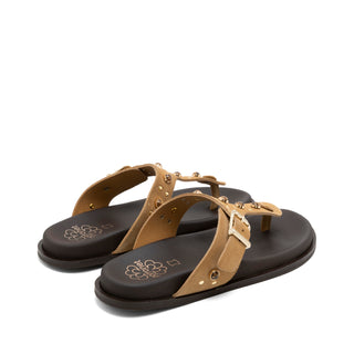SANDALIA PLANA DE PIEL ESCLAVA HARPER CAMEL