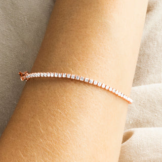 Pulsera de Circonita Brillante acabada en oro rosa 18K - Kayla-blanco
