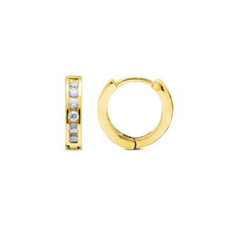 Pendientes de Plata de Ley 925 con Circonita Brillante acabados en oro amarillo 18K - Essential-blanco