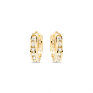 Pendientes de Plata de Ley 925 con Circonita Brillante acabados en oro amarillo 18K - Essential-blanco