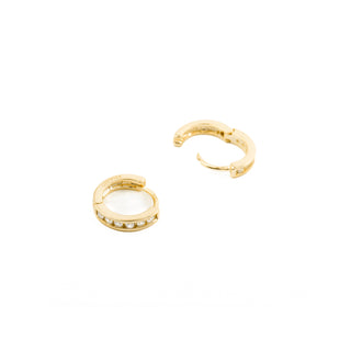 Pendientes de Plata de Ley 925 con Circonita Brillante acabados en oro amarillo 18K - Essential-blanco