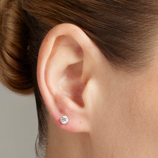 Pendientes de Plata de Ley 925 con Circonita Brillante acabado Rodio - Kyoro-blanco