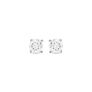 Pendientes de Plata de Ley 925 con Circonita Brillante acabados en rodio - Básico-blanco