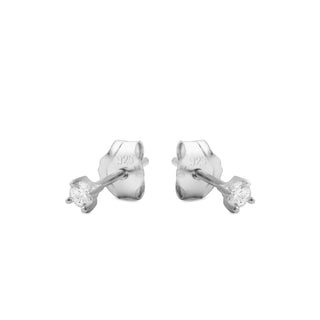 Pendientes de Plata de Ley 925 con Circonita Brillante acabados en rodio - Básico-blanco