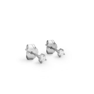 Pendientes de Plata de Ley 925 con Circonita Brillante acabados en rodio - Básico-blanco