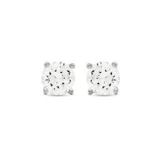 Pendientes de Plata de Ley 925 con Circonita Brillante acabados en rodio - Básico-blanco