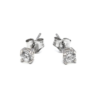 Pendientes de Plata de Ley 925 con Circonita Brillante acabados en rodio - Básico-blanco