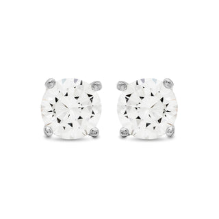 Pendientes de plata de ley 925de 6mm con Circonita acabados en rodio - Básico-blanco