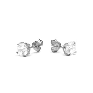 Pendientes de plata de ley 925de 6mm con Circonita acabados en rodio - Básico-blanco