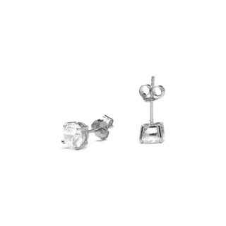 Pendientes de plata de ley 925de 6mm con Circonita acabados en rodio - Básico-blanco