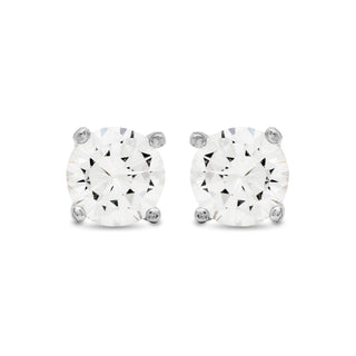 Pendientes de plata de ley 925de 6mm con Circonita acabados en rodio - Básico-blanco