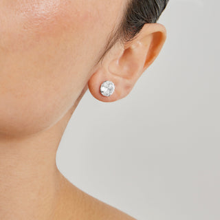 Pendientes de plata de ley 925de 6mm con Circonita acabados en rodio - Básico-blanco