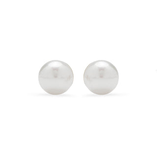 Pendientes de Plata de Ley 925 con Perla Blanca acabados en oro amarillo 18K - Danlug-blanco