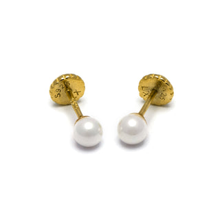 Pendientes de Plata de Ley 925 con Perla Blanca acabados en oro amarillo 18K - Danlug-blanco