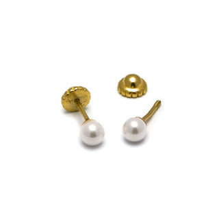 Pendientes de Plata de Ley 925 con Perla Blanca acabados en oro amarillo 18K - Danlug-blanco