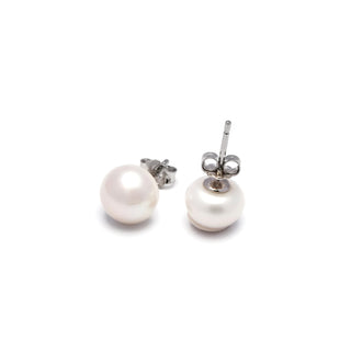 Pendientes de Plata de Ley 925 con Perla Blanca acabados en rodio - Nandi-blanco