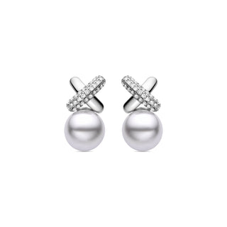 Pendientes de Plata de Ley 925 con Perla Blanca acabados en rodio - Geyah-blanco