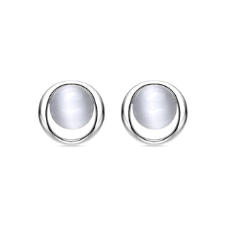 Pendientes de Plata de Ley 925 con Ojo de Gato acabados en rodio - Jesoa-blanco