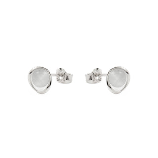 Pendientes de Plata de Ley 925 con Ojo de Gato acabados en rodio - Jesoa-blanco