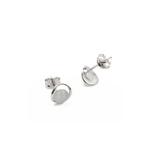 Pendientes de Plata de Ley 925 con Ojo de Gato acabados en rodio - Jesoa-blanco