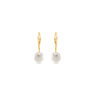 Pendientes de Plata de Ley 925 con Perla Blanca acabados en oro amarillo 18K - Essential-blanco