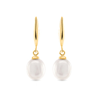 Pendientes de Plata de Ley 925 con Perla Blanca acabados en oro amarillo 18K - Essential-blanco
