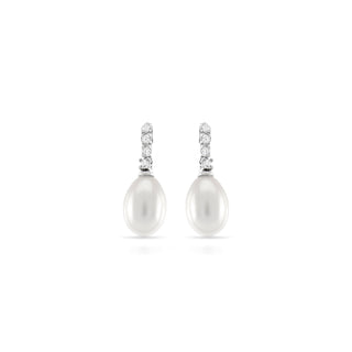 Pendientes de Plata de Ley 925 con Perla Blanca acabados en rodio - Essential-blanco