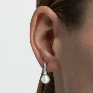 Pendientes de Plata de Ley 925 con Perla Blanca acabados en rodio - Essential-blanco