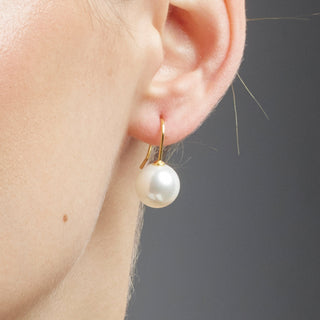 Pendientes de Plata de Ley 925 con Perla Blanca acabados en oro amarillo 18K - Essential-blanco