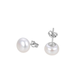 Pendientes de Plata de Ley 925 con Perla Blanca acabados en rodio - Essential-blanco