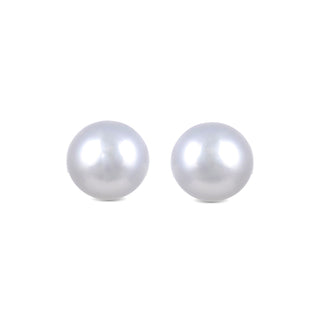 Pendientes de Plata de Ley 925 de 6mm con Perla Blanca acabados en rodio - Básico-blanco