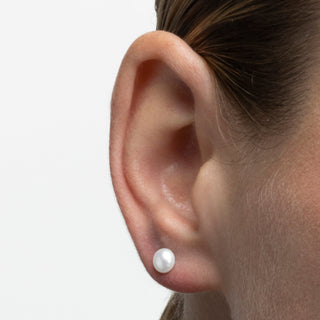 Pendientes de Plata de Ley 925 de 6mm con Perla Blanca acabados en rodio - Básico-blanco