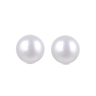 Pendientes de Plata de Ley 925 con Perla Blanca acabados en oro amarillo 18K - Básico-blanco