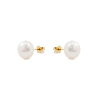 Pendientes de Plata de Ley 925 con Perla Blanca acabados en oro amarillo 18K - Básico-blanco