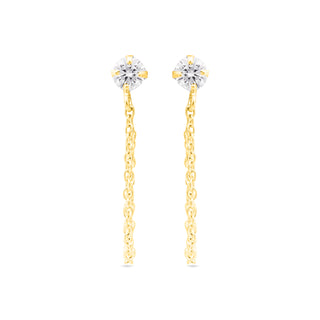 Pendientes de Plata de Ley 925 con Circonita Brillante acabados en oro amarillo 18K - Essential-blanco
