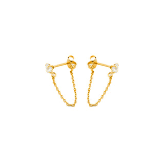 Pendientes de Plata de Ley 925 con Circonita Brillante acabados en oro amarillo 18K - Essential-blanco