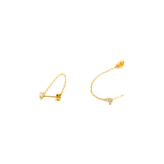 Pendientes de Plata de Ley 925 con Circonita Brillante acabados en oro amarillo 18K - Essential-blanco
