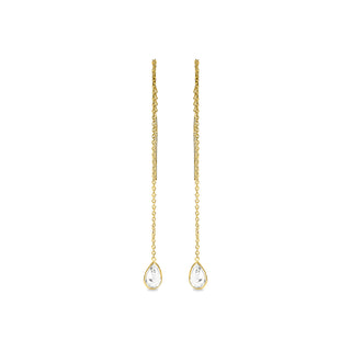 Pendientes de Plata de Ley 925 con Circonita Brillante acabados en oro amarillo 18K - Essential-blanco