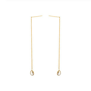 Pendientes de Plata de Ley 925 con Circonita Brillante acabados en oro amarillo 18K - Essential-blanco