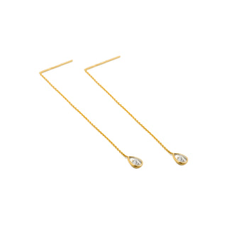 Pendientes de Plata de Ley 925 con Circonita Brillante acabados en oro amarillo 18K - Essential-blanco