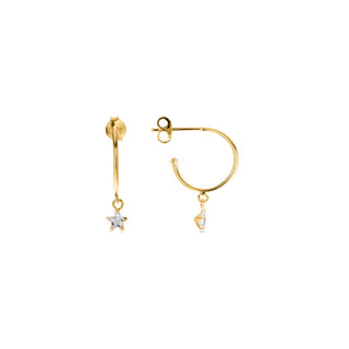 Pendientes de Plata de Ley 925 con Circonita Brillante acabados en oro amarillo 18K - Essential-blanco
