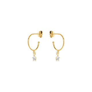 Pendientes de Plata de Ley 925 con Circonita Brillante acabados en oro amarillo 18K - Essential-blanco