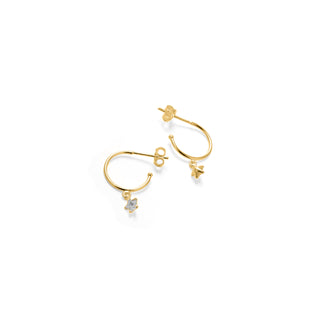 Pendientes de Plata de Ley 925 con Circonita Brillante acabados en oro amarillo 18K - Essential-blanco
