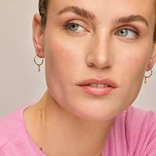 Pendientes de Plata de Ley 925 con Circonita Brillante acabados en oro amarillo 18K - Essential-blanco