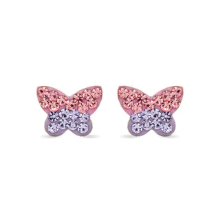 Pendientes de Plata de Ley 925 con Circonita Multicolor acabados en rodio - Mariposa-multicolor